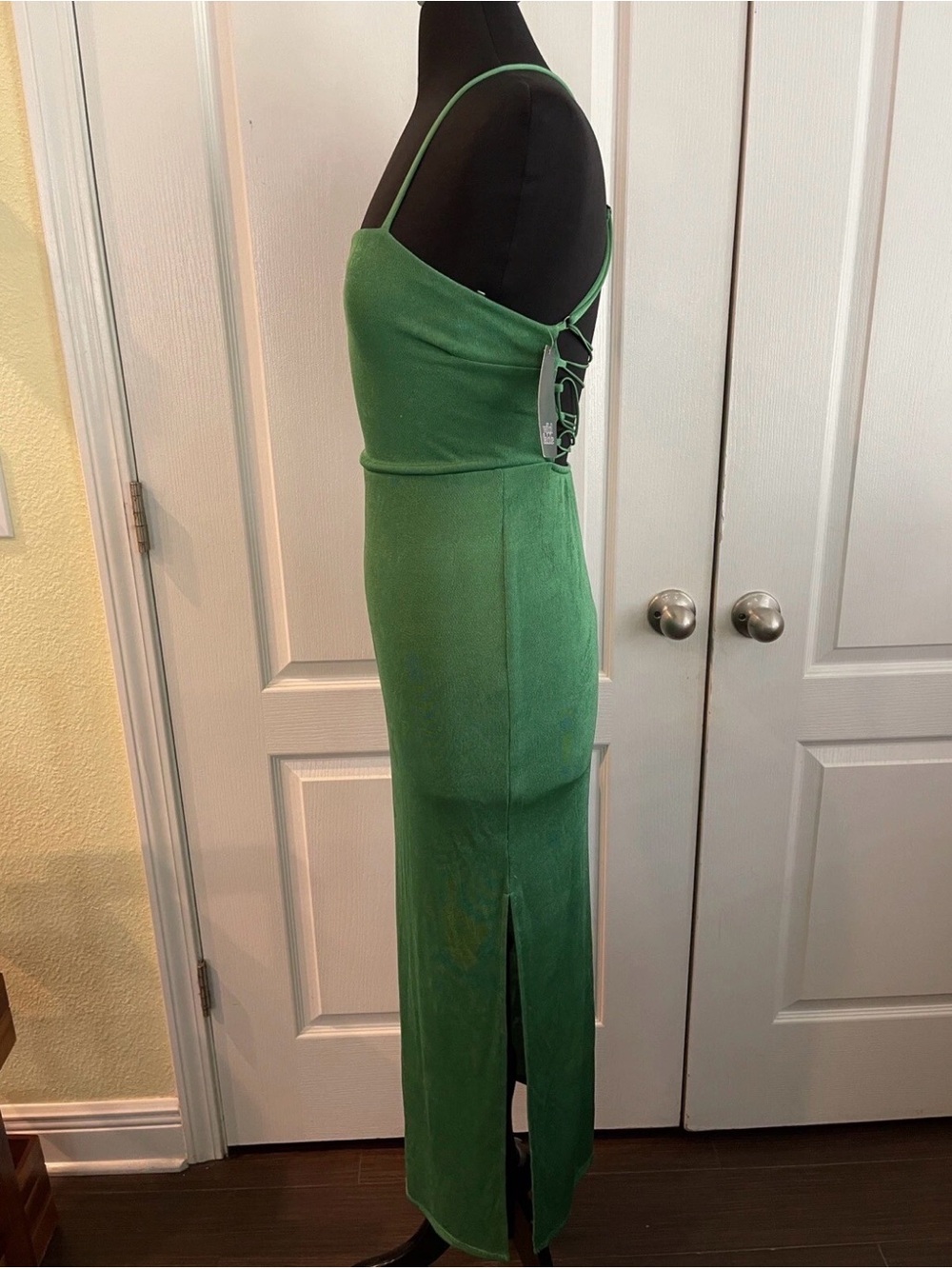 EUC Wild Fable Women's Green Sleeveless Lace-Up Elastic Back Dress // S - Picture 6 of 10